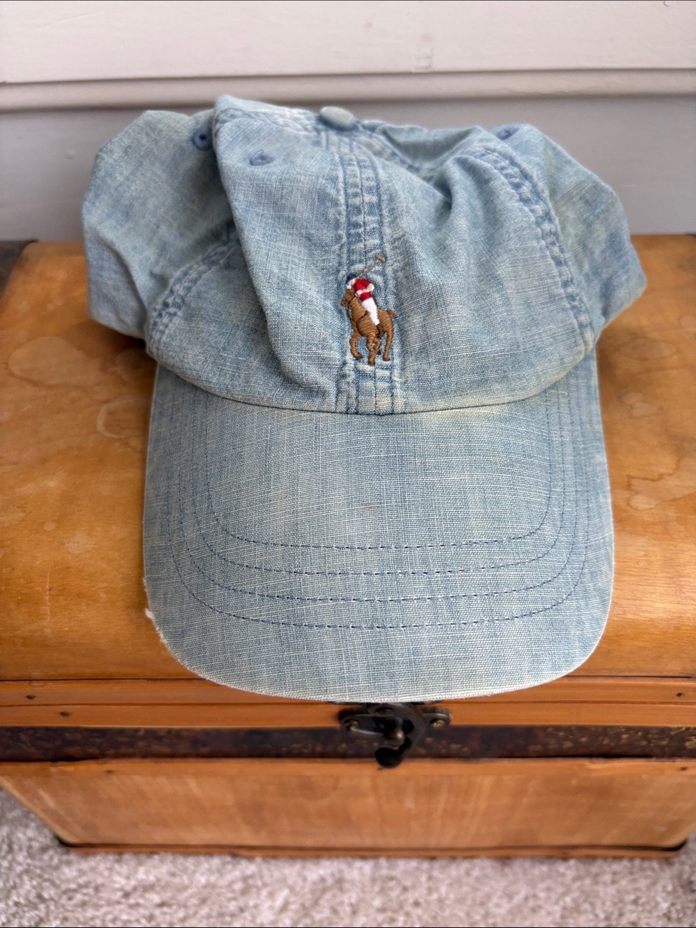 Polo by Ralph Lauren Light Denim Baseball Hat with Polo Pony